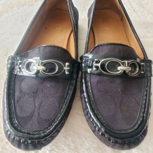 Coach Women’s Black Signature Moccasin Loafers
